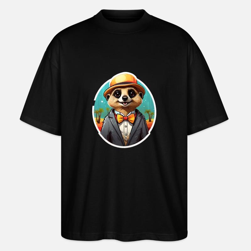 Lustiges Comic Erdmännchen - Stanley/Stella Oversized Unisex Bio T-Shirt Blaster 2.0 - Schwarz