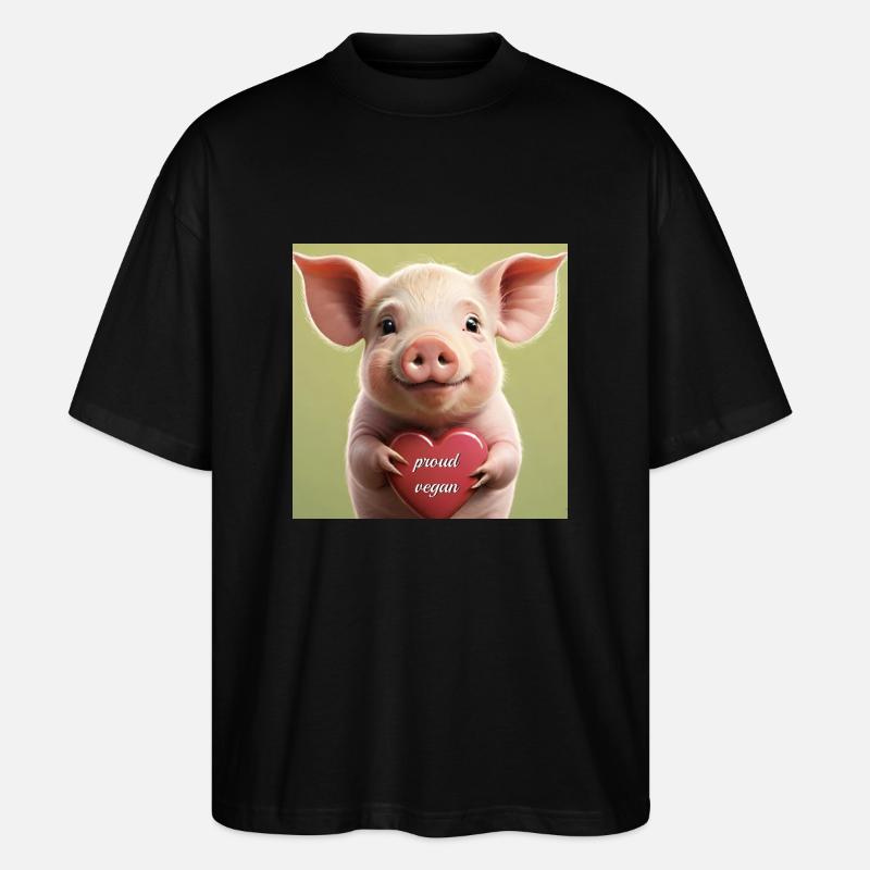 proud vegan pig - Stanley/Stella Oversized Unisex Bio T-Shirt Blaster 2.0 - Schwarz