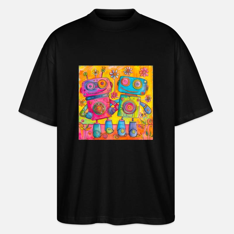 Happy Robots - Stanley/Stella Oversized Unisex Organic T-shirt Blaster 2.0 - black