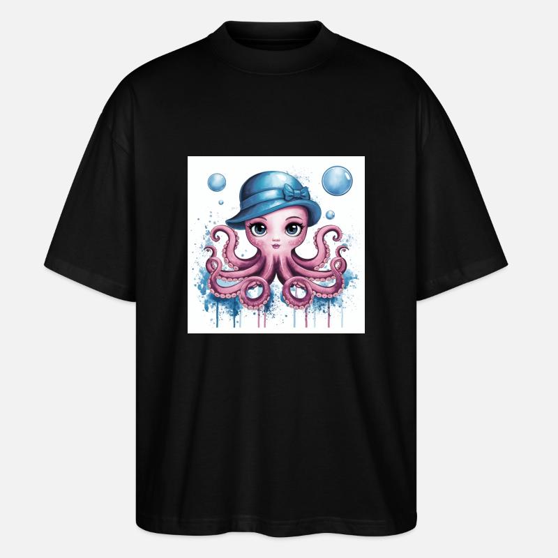 kleiner niedlicher Octopus - Stanley/Stella Oversized Unisex Bio T-Shirt Blaster 2.0 - Schwarz