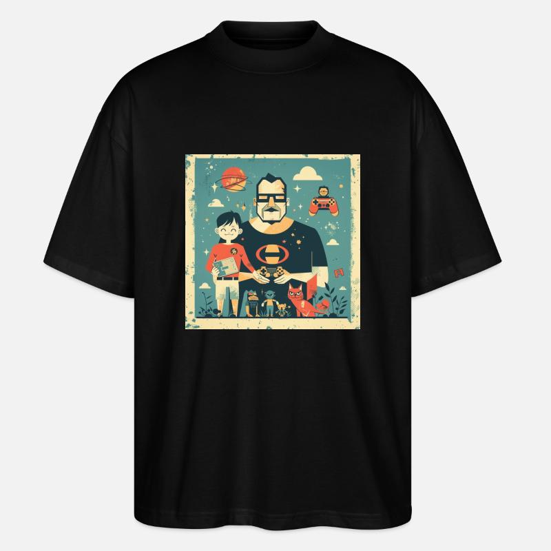 Foto mit Papa - Stanley/Stella Oversized Unisex Bio T-Shirt Blaster 2.0 - Schwarz