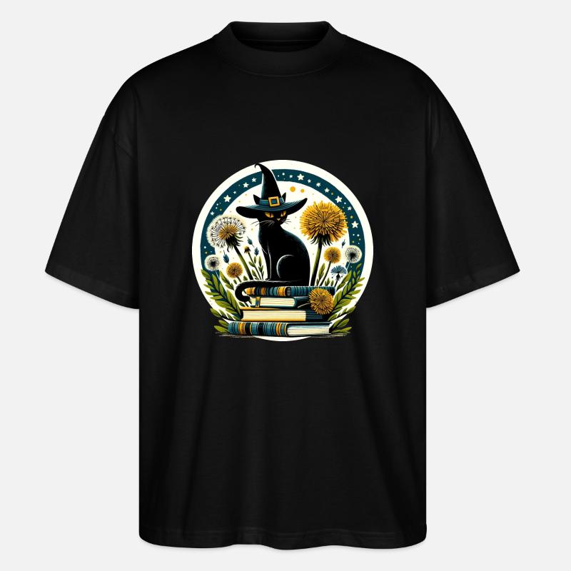 Sorcière chat livresque - T-shirt bio Blaster 2.0 coupe oversize Stanley/Stella Unisexe - noir