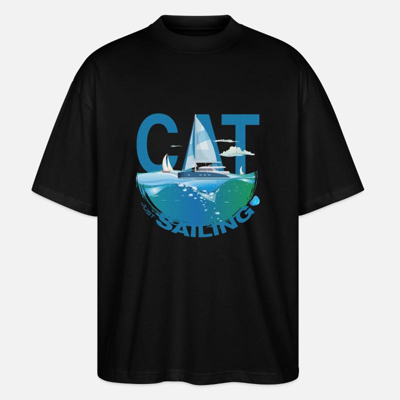 Chat / Catamaran - Just Sailing - Katamaran - T-shirt bio Blaster 2.0 coupe oversize Stanley/Stella Unisexe - noir