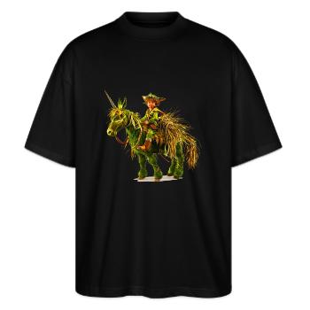 Leprechaun chevauche une licorne - T-shirt bio Blaster 2.0 coupe oversize Stanley/Stella Unisexe - noir - Devant - Alina (178cm) & Michal (187cm)