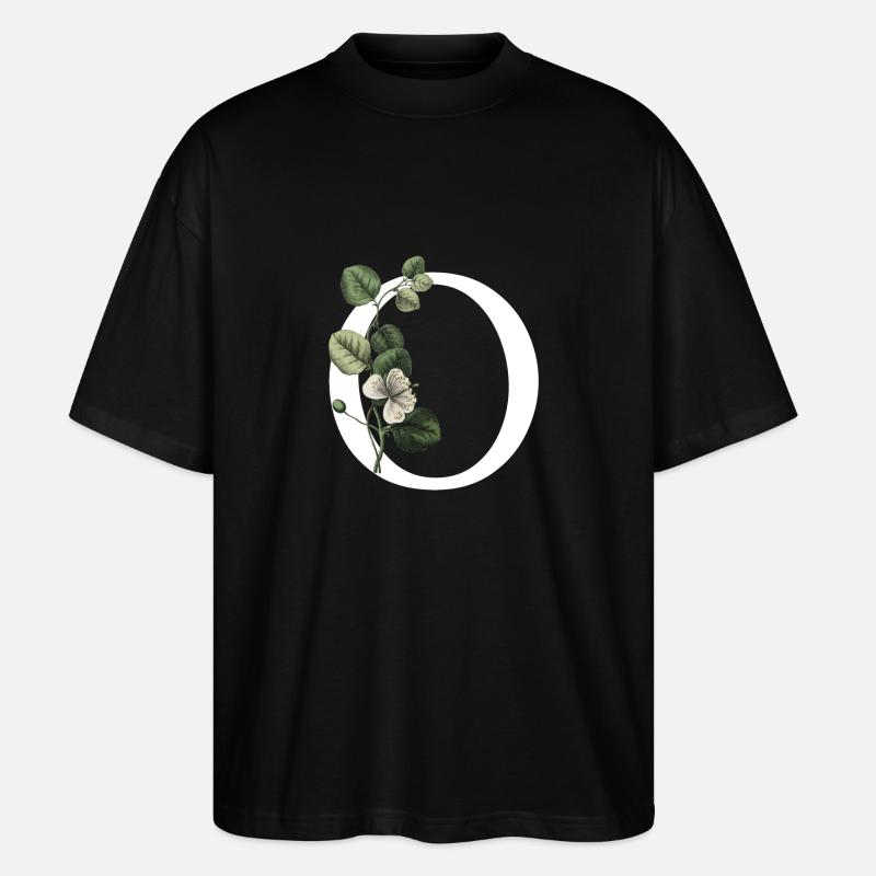 lettre o botanique vert - T-shirt bio Blaster 2.0 coupe oversize Stanley/Stella Unisexe - noir