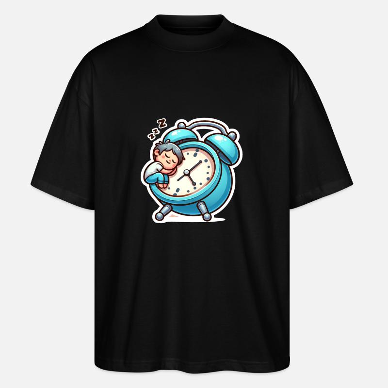 Wecker und Schlafen - Stanley/Stella Oversized Unisex Bio T-Shirt Blaster 2.0 - Schwarz