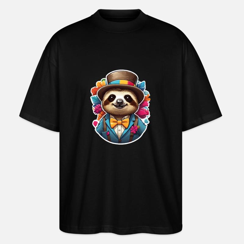 Funny Sloth Comic - Stanley/Stella Oversized Unisex Organic T-shirt Blaster 2.0 - black