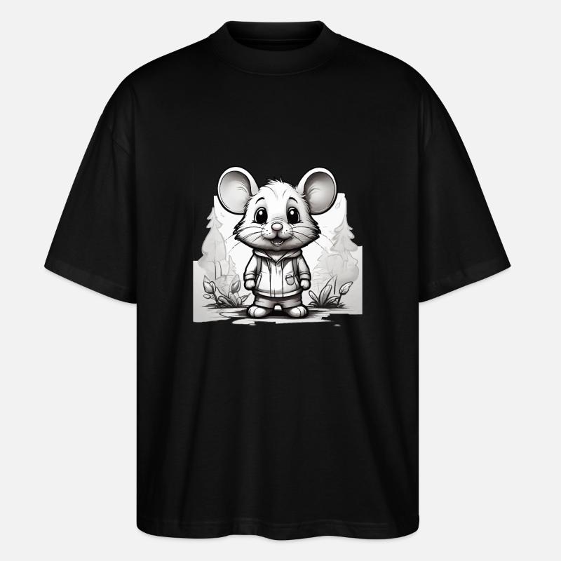 Maus niedlich Kinder Zeichnung Comic - Stanley/Stella Oversized Unisex Bio T-Shirt Blaster 2.0 - Schwarz