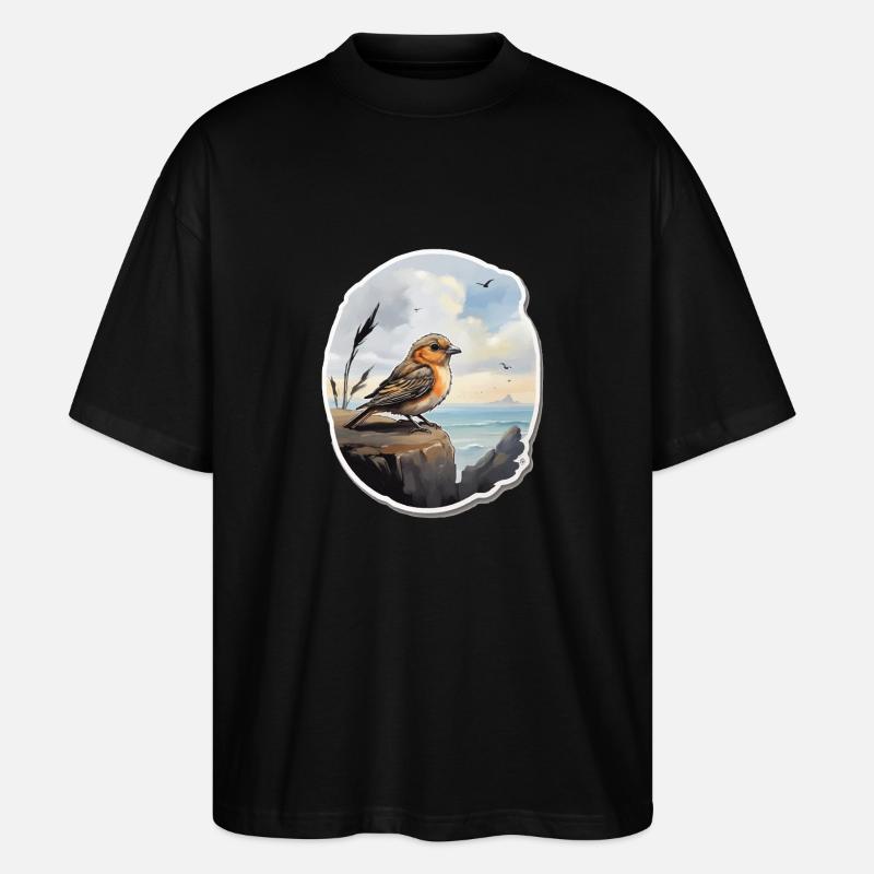 Landschaft Gemälde mit Vogel - Stanley/Stella Oversized Unisex Bio T-Shirt Blaster 2.0 - Schwarz