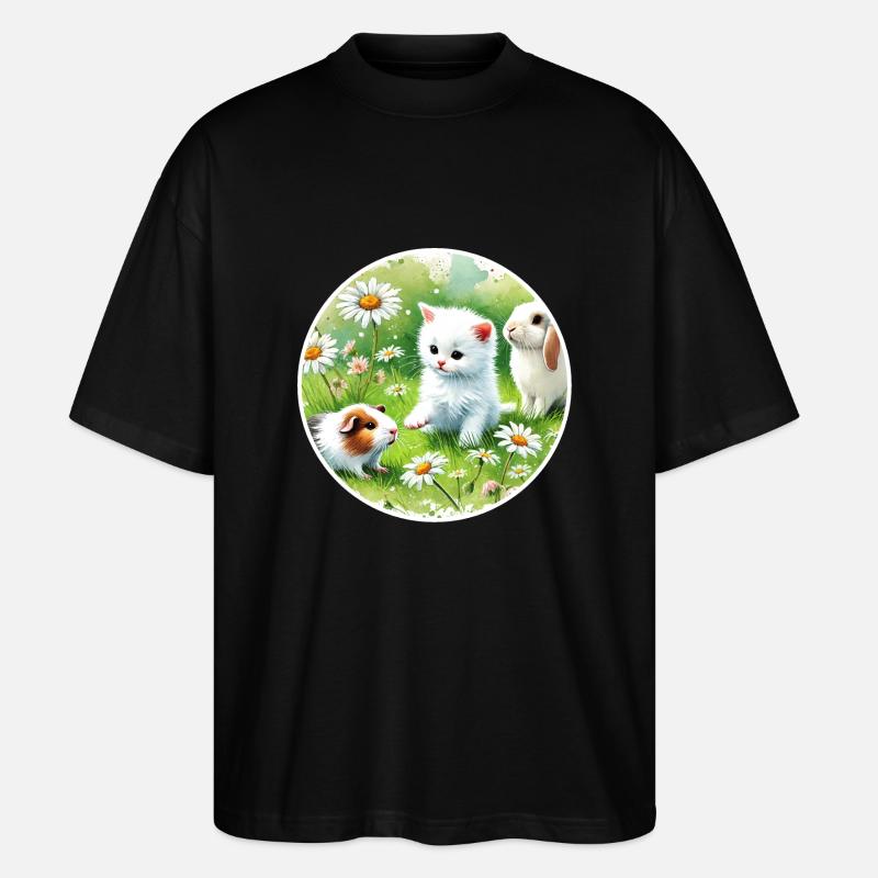 Cochons d’Inde, lapins et chatons - T-shirt bio Blaster 2.0 coupe oversize Stanley/Stella Unisexe - noir