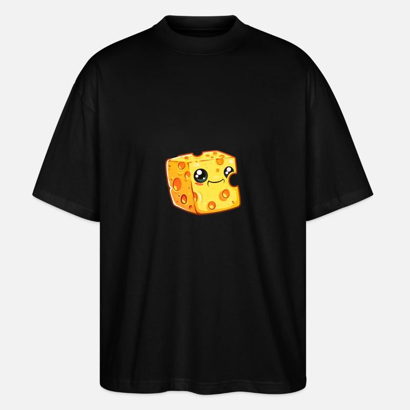 Bloc de fromage dessiné souriant - T-shirt bio Blaster 2.0 coupe oversize Stanley/Stella Unisexe - noir