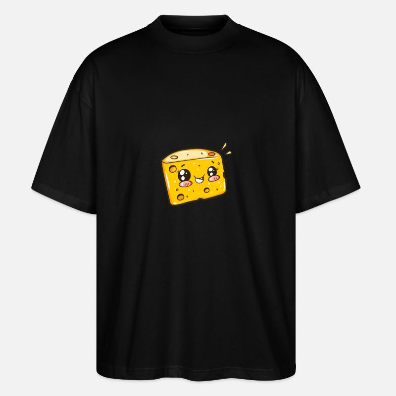 Lachender Käseblock Cartoon Stil - Stanley/Stella Oversized Unisex Bio T-Shirt Blaster 2.0 - Schwarz