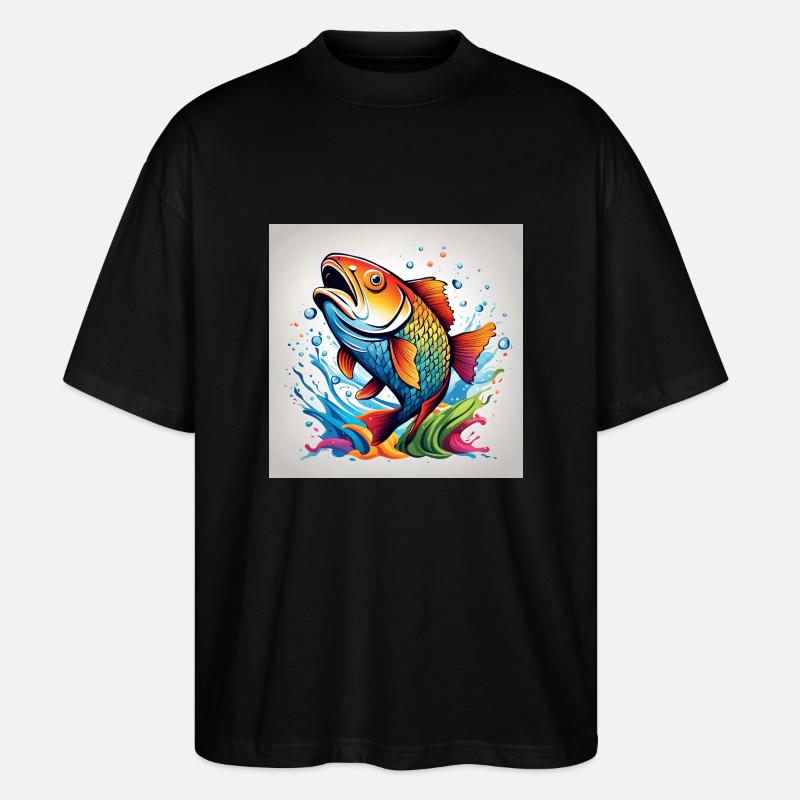 Forelle Fisch farbig - Stanley/Stella Oversized Unisex Bio T-Shirt Blaster 2.0 - Schwarz