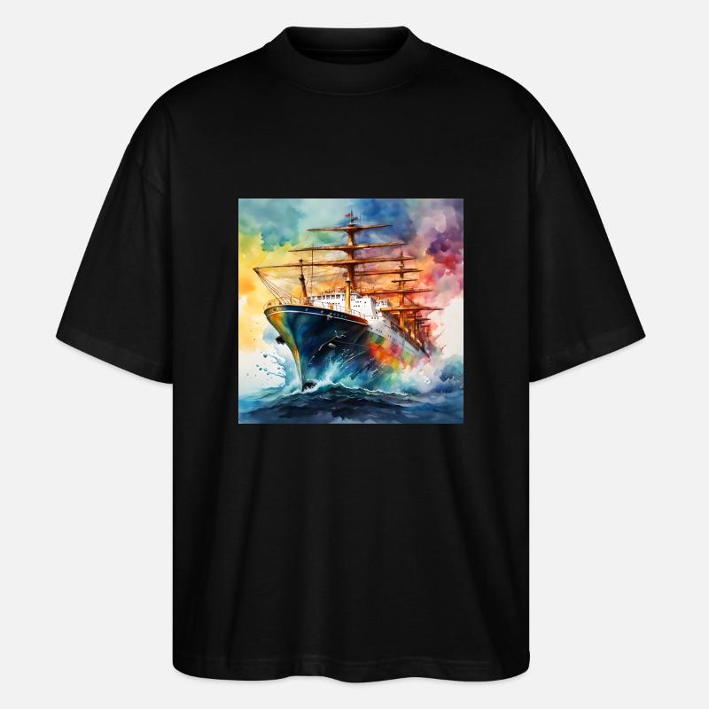 Schiff Tanker - Stanley/Stella Oversized Unisex Bio T-Shirt Blaster 2.0 - Schwarz