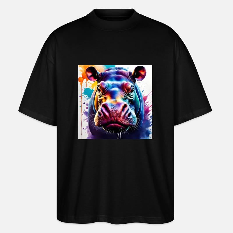 Hippo farbig - Stanley/Stella Oversized Unisex Bio T-Shirt Blaster 2.0 - Schwarz
