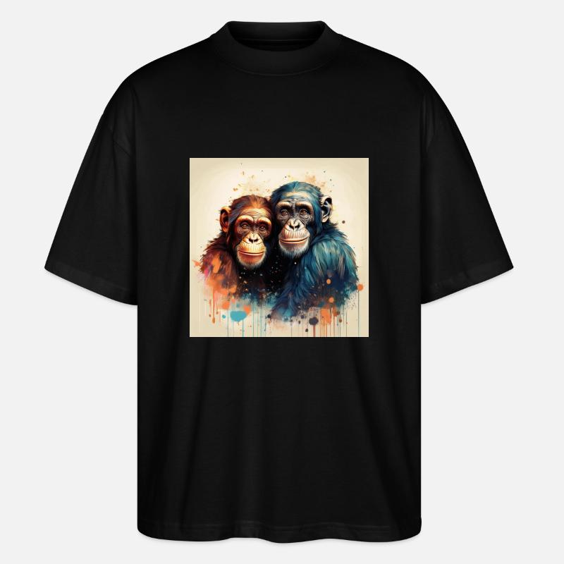 Verliebte Chimpansen - Stanley/Stella Oversized Unisex Bio T-Shirt Blaster 2.0 - Schwarz