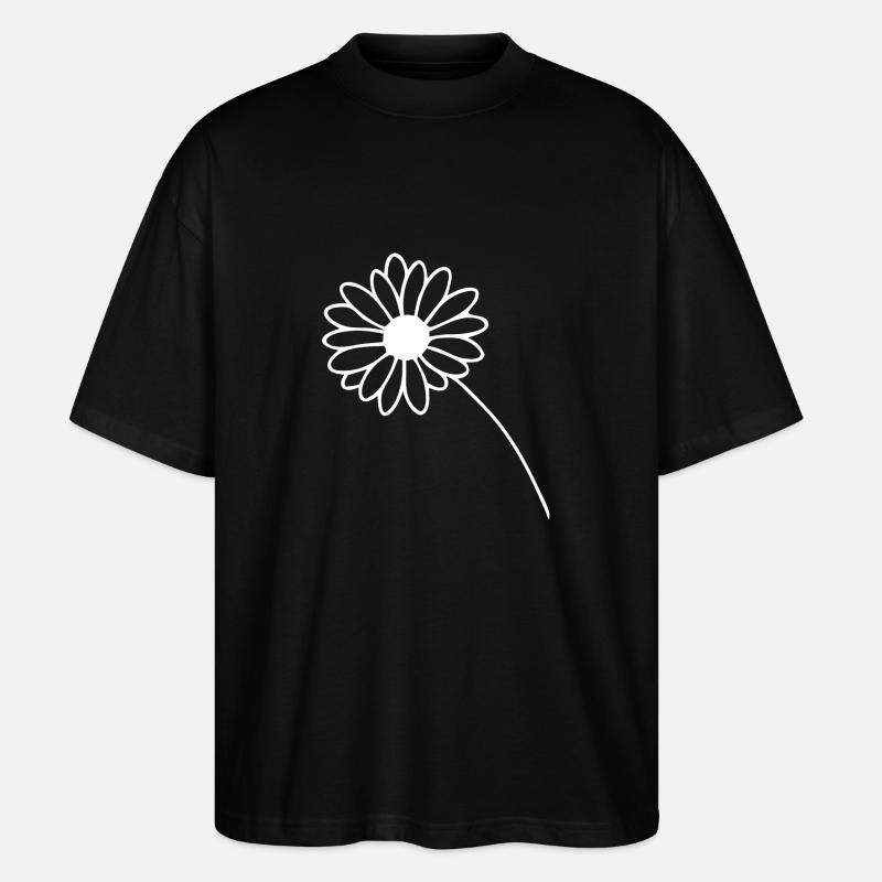 Fleur Simple - Dessin au trait - T-shirt bio Blaster 2.0 coupe oversize Stanley/Stella Unisexe - noir