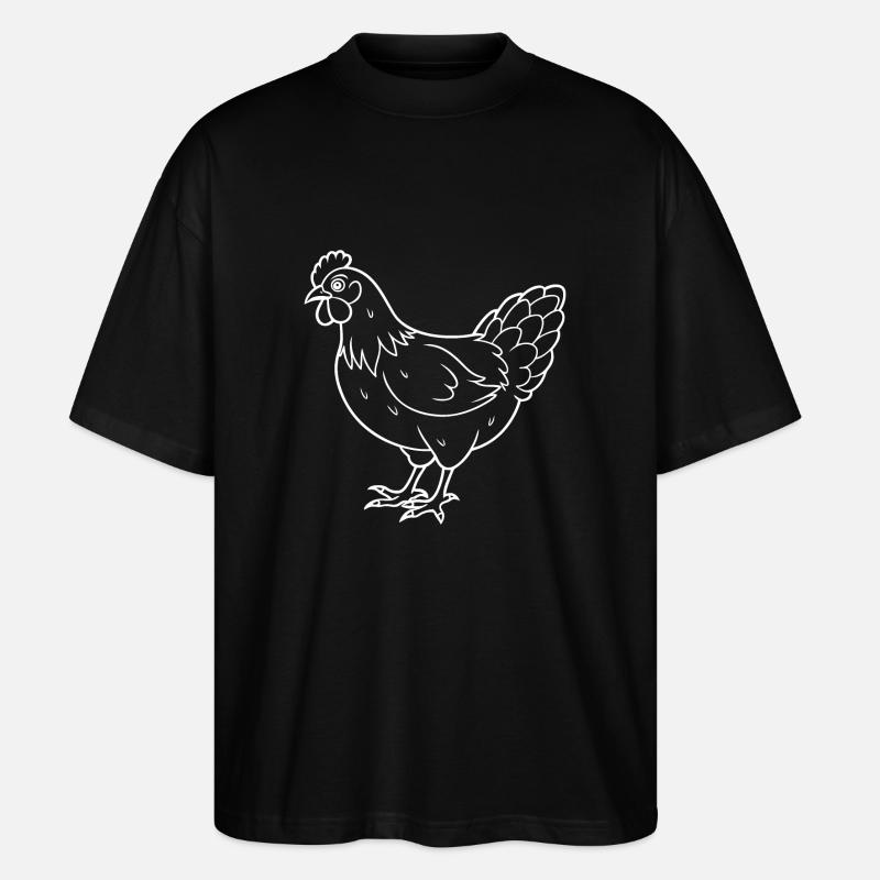 Simple Chicken - Line Drawing - Stanley/Stella Oversized Unisex Organic T-shirt Blaster 2.0 - black