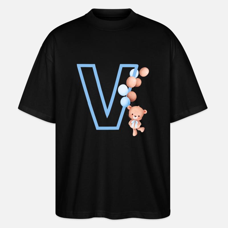 Blue Letter V Bear - Stanley/Stella Oversized Unisex Organic T-shirt Blaster 2.0 - black