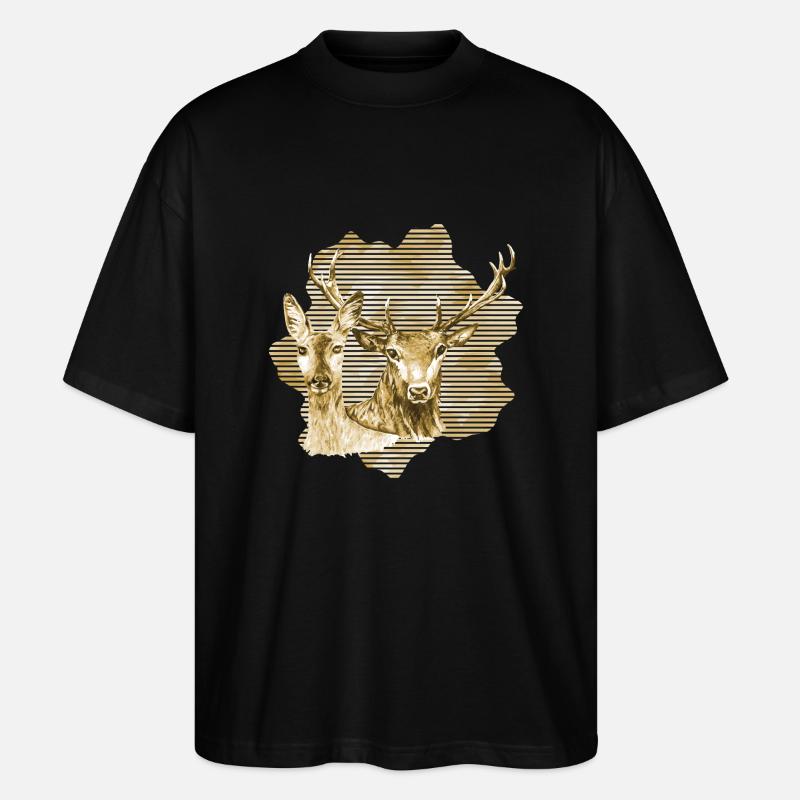 Cerf et biche - T-shirt bio Blaster 2.0 coupe oversize Stanley/Stella Unisexe - noir