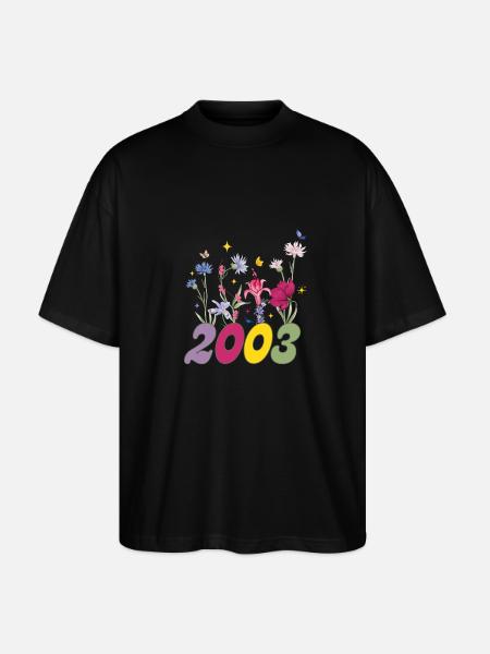 Year of birth 2003 wildflowers - Stanley/Stella Oversized Unisex Organic T-shirt Blaster 2.0 - black