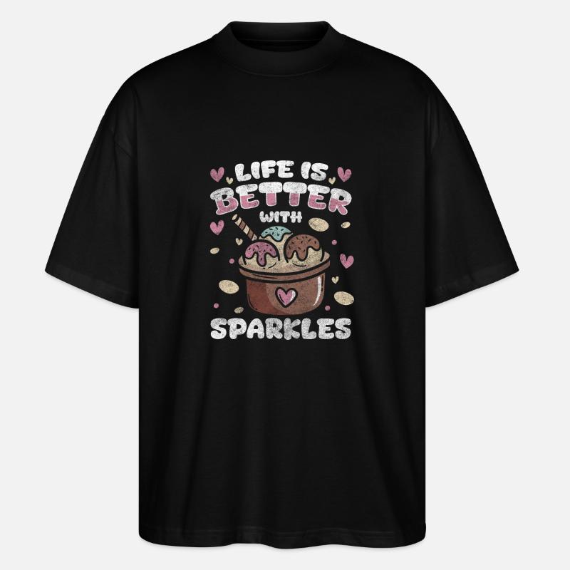 Glace Été, Soleil, Goût - T-shirt bio Blaster 2.0 coupe oversize Stanley/Stella Unisexe - noir