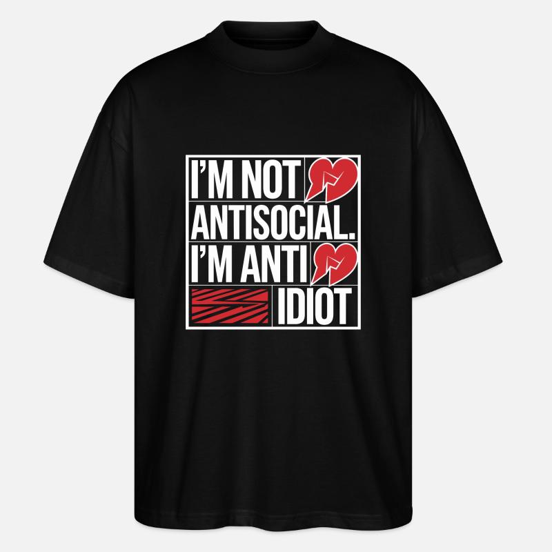 Introverti et pointilleux - T-shirt bio Blaster 2.0 coupe oversize Stanley/Stella Unisexe - noir
