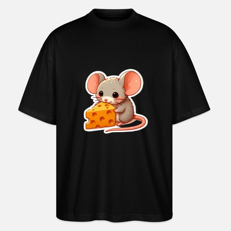 Maus mit Käse - Stanley/Stella Oversized Unisex Bio T-Shirt Blaster 2.0 - Schwarz