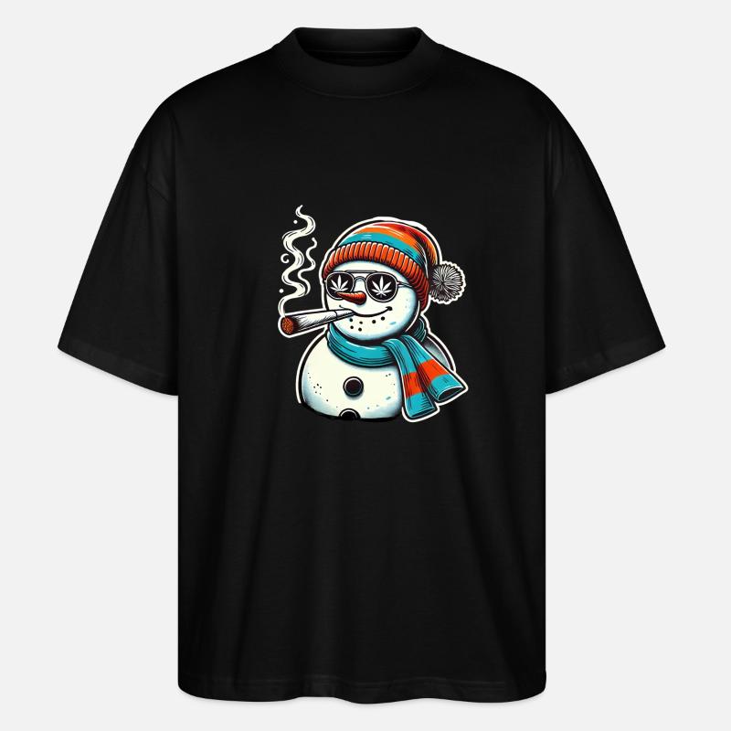 Kiffer Schneemann Winter Weihnachten Hanf - Stanley/Stella Oversized Unisex Bio T-Shirt Blaster 2.0 - Schwarz