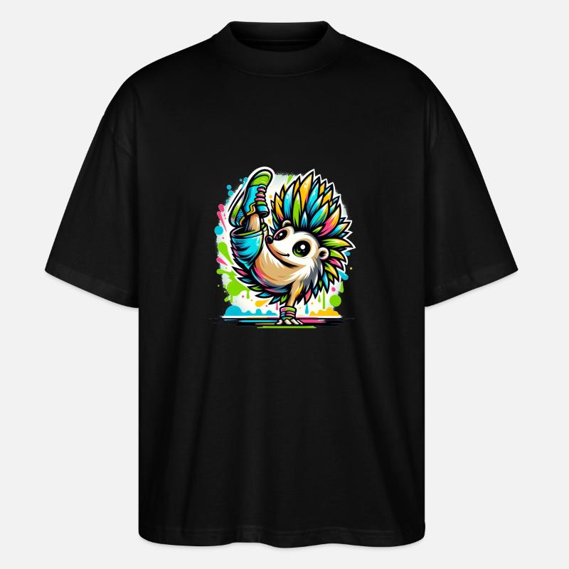 Hérisson Cool Breakdance Danse - T-shirt bio Blaster 2.0 coupe oversize Stanley/Stella Unisexe - noir