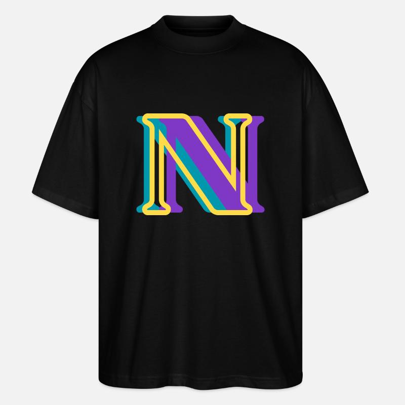 Mehrfarbiger Buchstabe n - Stanley/Stella Oversized Unisex Bio T-Shirt Blaster 2.0 - Schwarz