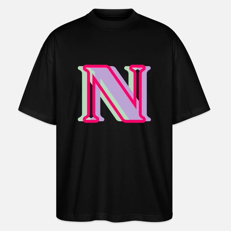 Mehrfarbiger Buchstabe n - Stanley/Stella Oversized Unisex Bio T-Shirt Blaster 2.0 - Schwarz