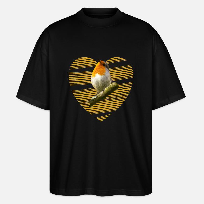 Rotkehlchen Singvogel süßer Vogel - Stanley/Stella Oversized Unisex Bio T-Shirt Blaster 2.0 - Schwarz
