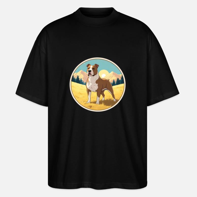Pitbull Amerikanischer Bully - Stanley/Stella Oversized Unisex Bio T-Shirt Blaster 2.0 - Schwarz
