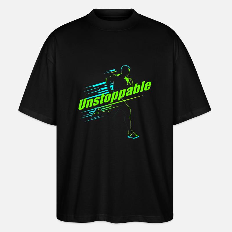 Running design - "Unstoppable" - T-shirt bio Blaster 2.0 coupe oversize Stanley/Stella Unisexe - noir
