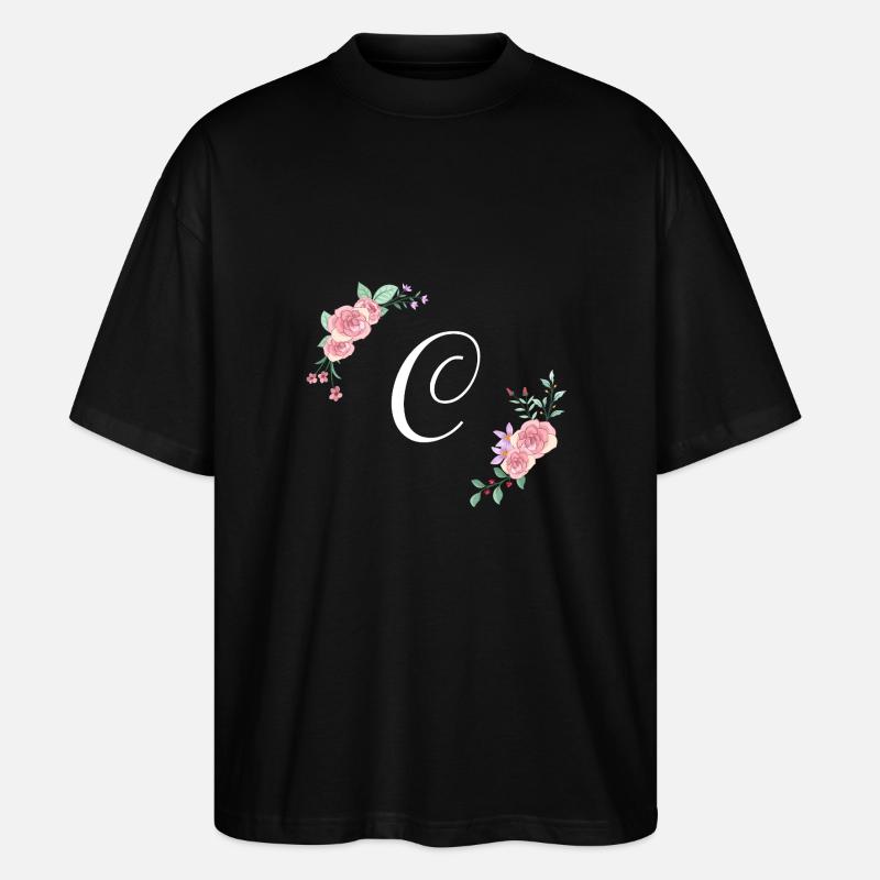 Rosa Blumenbuchstabe c - Stanley/Stella Oversized Unisex Bio T-Shirt Blaster 2.0 - Schwarz