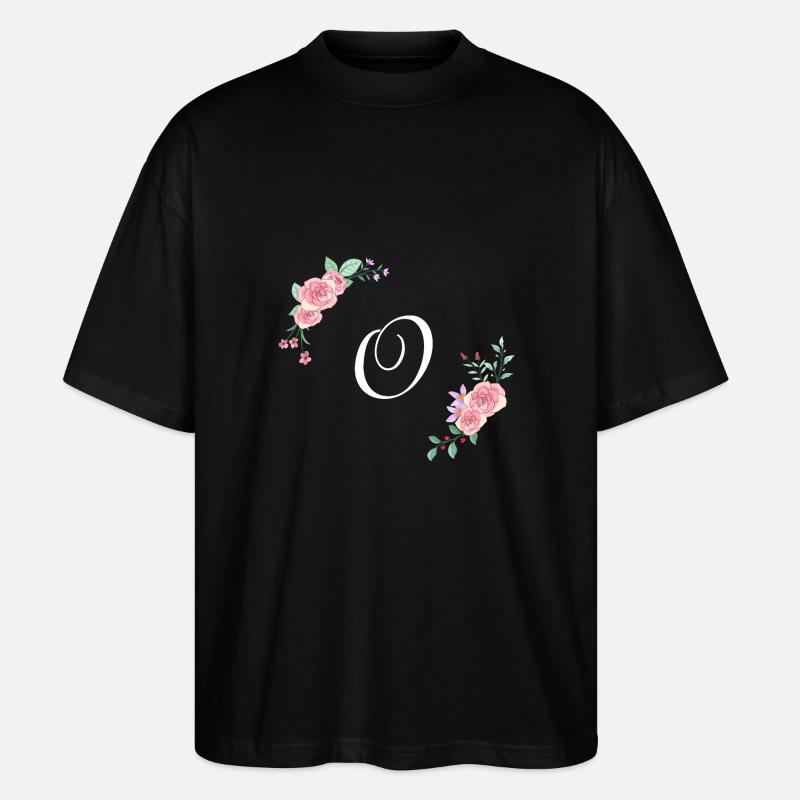 Rosa Blumenbuchstabe o - Stanley/Stella Oversized Unisex Bio T-Shirt Blaster 2.0 - Schwarz