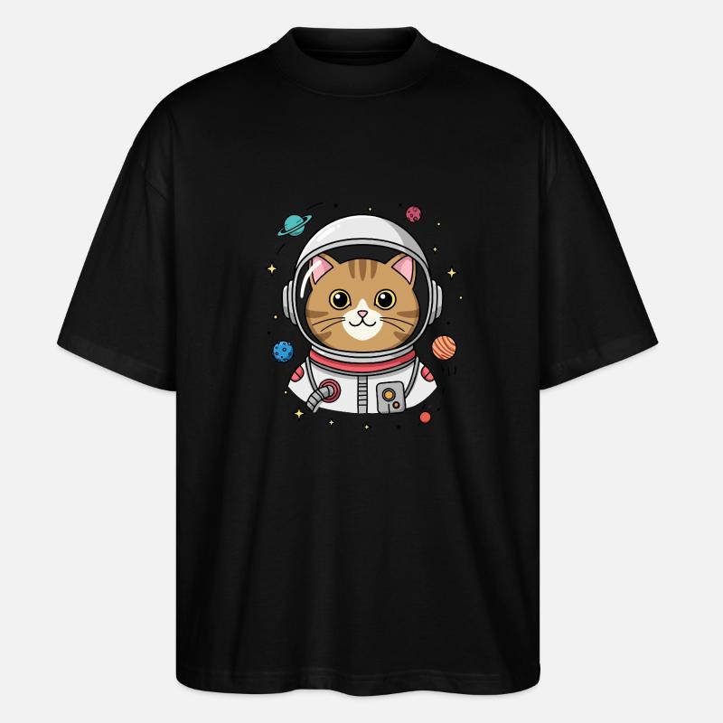 Astronaut Katze - Stanley/Stella Oversized Unisex Bio T-Shirt Blaster 2.0 - Schwarz