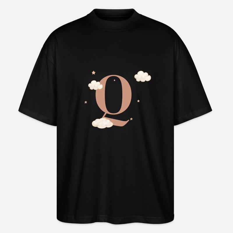Lettre q nuages étoiles - T-shirt bio Blaster 2.0 coupe oversize Stanley/Stella Unisexe - noir