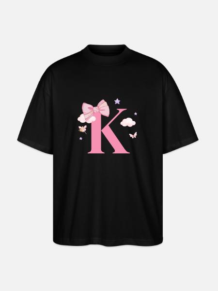 Letter k pink clouds - Stanley/Stella Oversized Unisex Organic T-shirt Blaster 2.0 - black