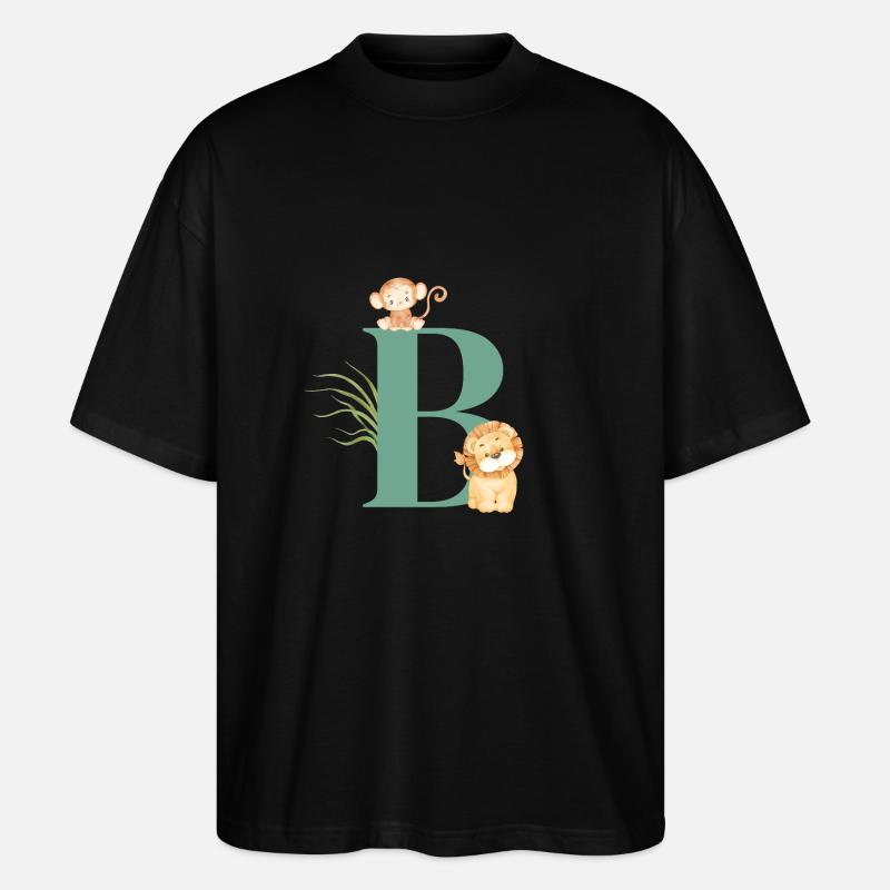 Buchstabe b grüne Dschungeltiere - Stanley/Stella Oversized Unisex Bio T-Shirt Blaster 2.0 - Schwarz