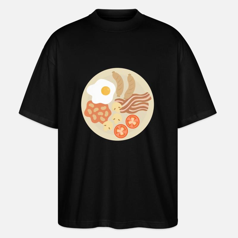Komplettes englisches Frühstück - Stanley/Stella Oversized Unisex Bio T-Shirt Blaster 2.0 - Schwarz