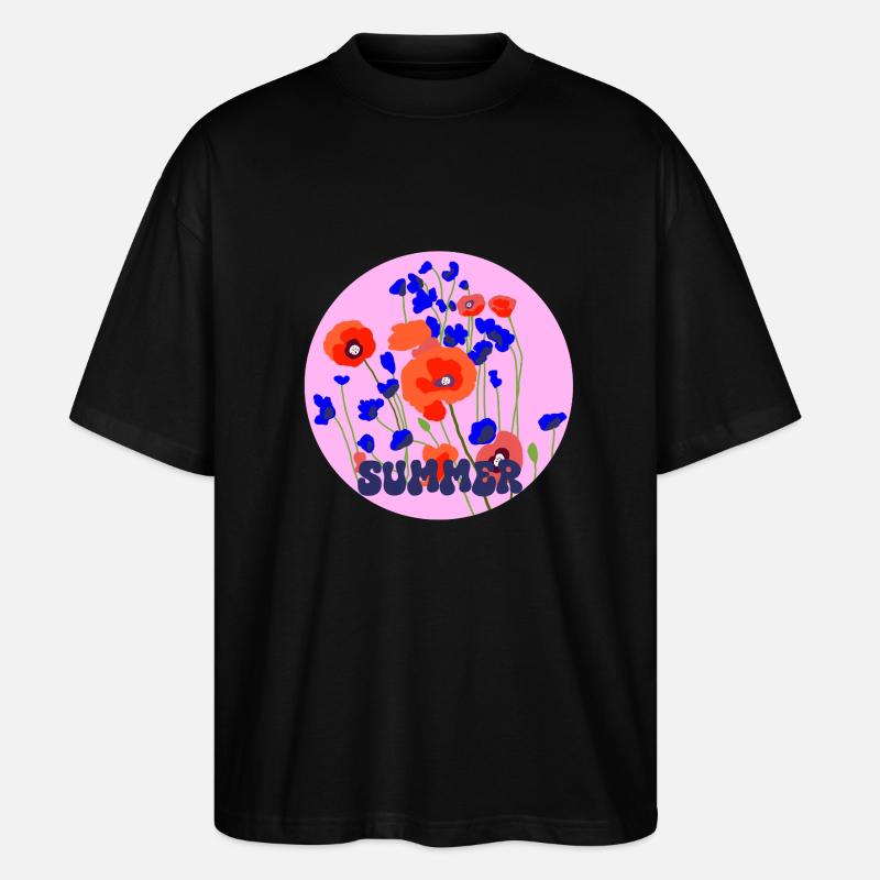 Coquelicot d’été - T-shirt bio Blaster 2.0 coupe oversize Stanley/Stella Unisexe - noir