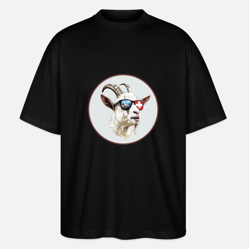 Schweiz Ziege - Stanley/Stella Oversized Unisex Bio T-Shirt Blaster 2.0 - Schwarz
