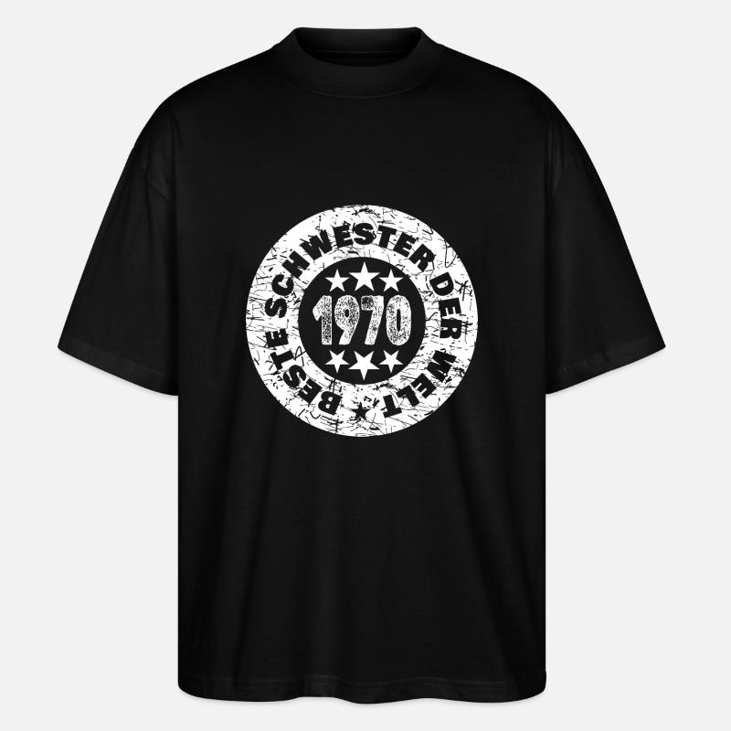 Jahr 1970 - Stanley/Stella Oversized Unisex Bio T-Shirt Blaster 2.0 - Schwarz