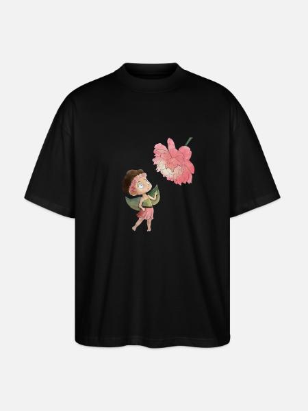 Magical fairy with peony - Stanley/Stella Oversized Unisex Organic T-shirt Blaster 2.0 - black