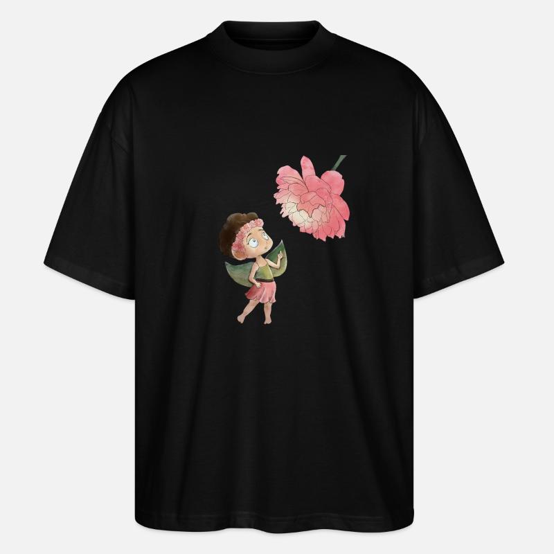 Fée magique avec pivoine - T-shirt bio Blaster 2.0 coupe oversize Stanley/Stella Unisexe - noir