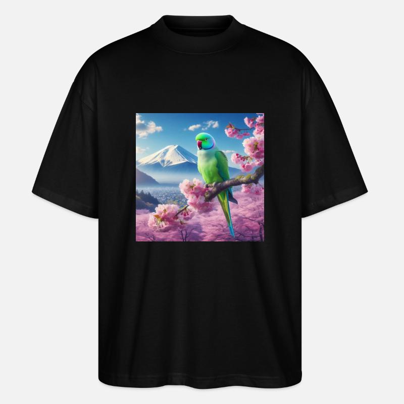 Papageien-Liebe - Stanley/Stella Oversized Unisex Bio T-Shirt Blaster 2.0 - Schwarz