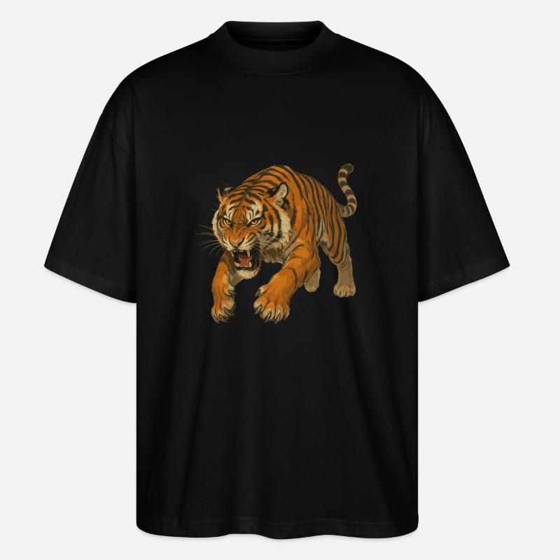 Angry Tiger - Stanley/Stella Oversized Unisex Bio T-Shirt Blaster 2.0 - Schwarz