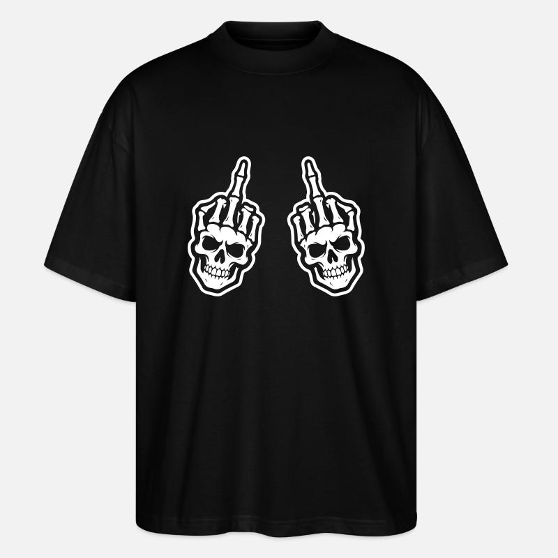 Main squelette du majeur - T-shirt bio Blaster 2.0 coupe oversize Stanley/Stella Unisexe - noir